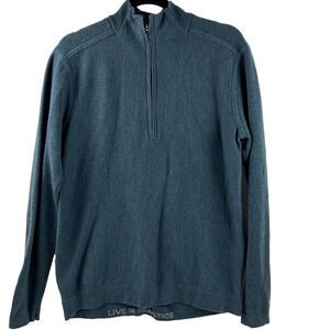 Lululemon Men's  Blue Long Sleeve Mock ¼ Zip Knit Sweater
